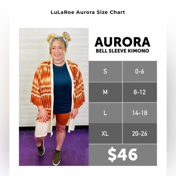 NWOT LuLaRoe ‘AURORA’ Red Kimono Sz Medium with Gold Accents - Picture 10 of 10